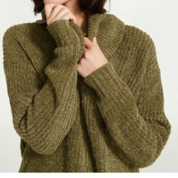 New Joe Fresh Long Sleeve Cowl Neck Dark Olive Green Sweater Size 2X - Picture 3 of 16